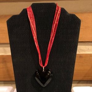 (2) 1.75” Black Glass Puffy Heart String N…